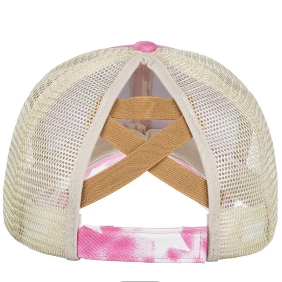 Pink Flag Cap with Ponytail Opening - Picture 3 of 3